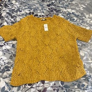 LOFT Mustard Short Sleeve Sweater